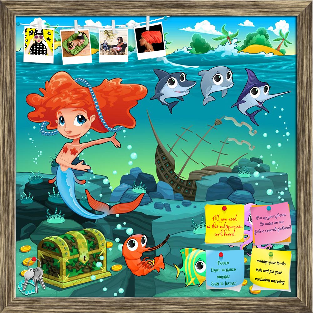 ArtzFolio Mermaid With Funny Animals Printed Bulletin Board Notice Pin Board Soft Board | Framed-Bulletin Boards Framed-AZSAO37369171BLB_FR_L-Image Code 5004365 Vishnu Image Folio Pvt Ltd, IC 5004365, ArtzFolio, Bulletin Boards Framed, Kids, Digital Art, mermaid, with, funny, animals, printed, bulletin, board, notice, pin, soft, framed, sea, floor, cartoon, pin up board, push pin board, extra large cork board, big pin board, notice board, small bulletin board, cork board, wall notice board, giant cork board