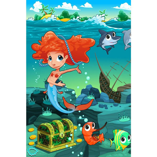 Mermaid With Funny Animals Unframed Paper Poster-Paper Posters Unframed-POS_UN-IC 5004365 IC 5004365, Animals, Animated Cartoons, Caricature, Cartoons, Coins, Illustrations, Mermaid, Tropical, with, funny, unframed, paper, wall, poster, ocean, animal, bubble, cartoon, character, childhood, coin, crustacean, dolphin, expression, fish, galleon, girl, gold, happy, island, isle, marine, mythological, mythology, floor, octopus, pirate, polyp, prawn, sea, bottom, shark, ship, shrimp, siren, smile, summer, sword, 