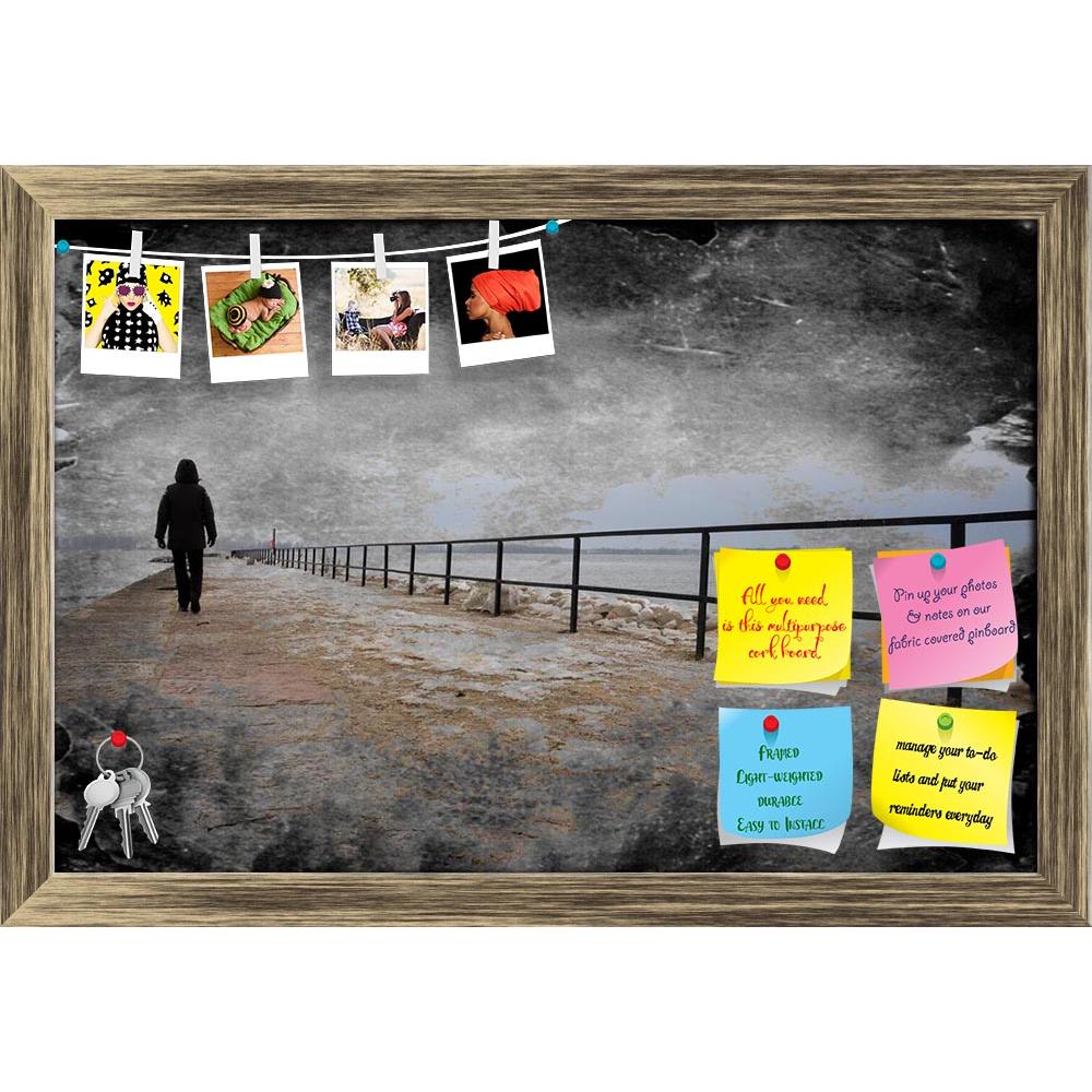 ArtzFolio Lonely Person Walking Printed Bulletin Board Notice Pin Board Soft Board | Framed-Bulletin Boards Framed-AZSAO37406560BLB_FR_L-Image Code 5004375 Vishnu Image Folio Pvt Ltd, IC 5004375, ArtzFolio, Bulletin Boards Framed, Vintage, Fine Art Reprint, lonely, person, walking, printed, bulletin, board, notice, pin, soft, framed, creative, grungy, textured, image, pier, pebble, cold, storm, stormy, old, one, female, figure, solitary, man, woman, weather, beachfront, alone, rain, wet, damp, seaside, clou