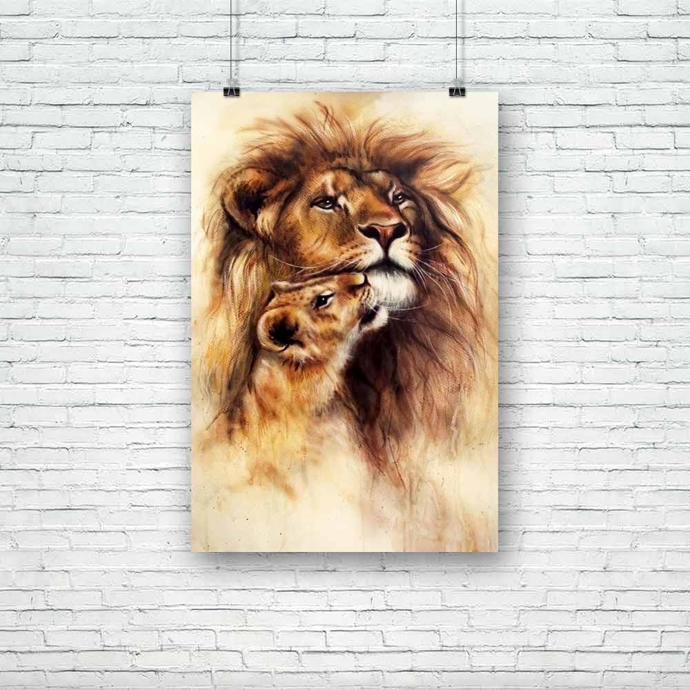 Lion & Her Baby Cub Unframed Paper Poster-Paper Posters Unframed-POS_UN-IC 5004377 IC 5004377, Animals, Art and Paintings, Baby, Black and White, Children, Illustrations, Individuals, Kids, Paintings, Portraits, Sketches, White, Wildlife, lion, her, cub, unframed, paper, poster, airbrush, airbrushing, animal, art, artist, artwork, background, beautiful, blurry, canvas, carnivorous, color, colorful, cute, dedicated, detailed, duo, expression, feline, fur, golden, illustration, isolated, king, leo, light, lio