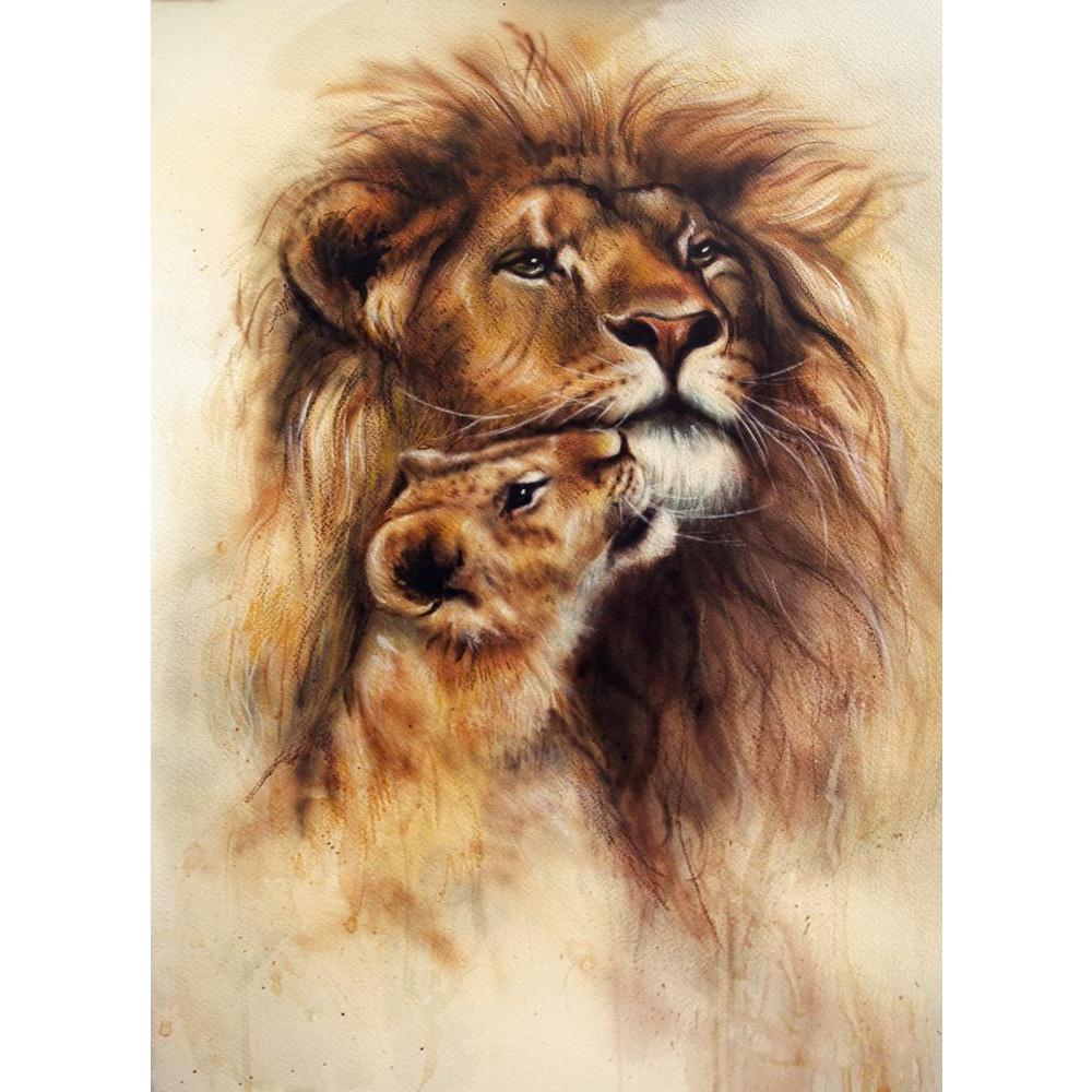 Pitaara Box Lion & Her Baby Cub Canvas Painting Synthetic Frame-Paintings MDF Framing-PBART37435019AFF_FR_L-Image Code 5004377 Vishnu Image Folio Pvt Ltd, IC 5004377, Pitaara Box, Paintings MDF Framing, Animals, Fine Art Reprint, lion, her, baby, cub, canvas, painting, synthetic, frame, a, beautiful, loving, airbrush, airbrushing, animal, art, artist, artwork, background, blurry, carnivorous, color, colorful, cute, dedicated, detailed, duo, expression, feline, fur, golden, isolated, king, leo, light, liones