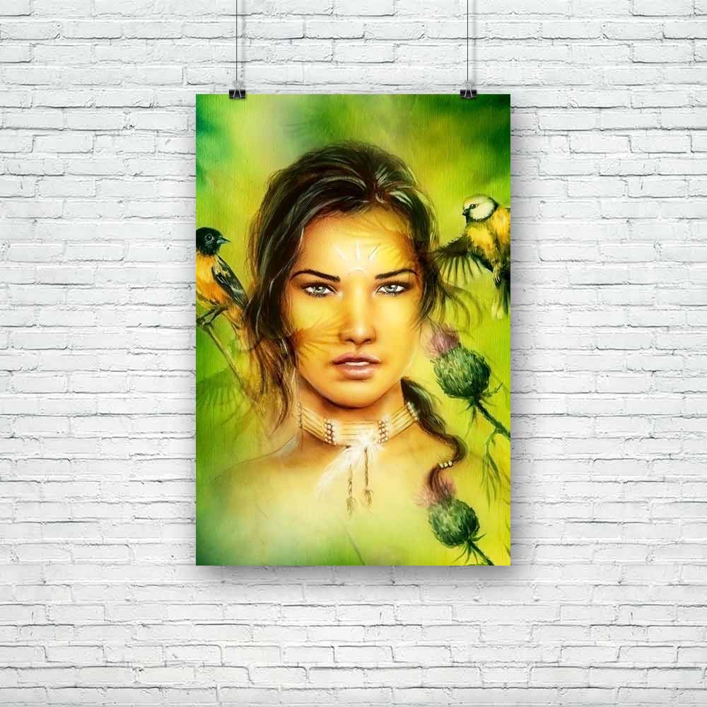 Young Indian Woman Wearing A Big Feather Unframed Paper Poster-Paper Posters Unframed-POS_UN-IC 5004379 IC 5004379, Abstract Expressionism, Abstracts, American, Ancient, Art and Paintings, Black, Black and White, Culture, Drawing, Ethnic, Fantasy, Historical, Illustrations, Indian, Individuals, Medieval, Paintings, Portraits, Semi Abstract, Spiritual, Traditional, Tribal, Vintage, White, World Culture, young, woman, wearing, a, big, feather, unframed, paper, poster, abstract, airbrush, airbrushing, america,