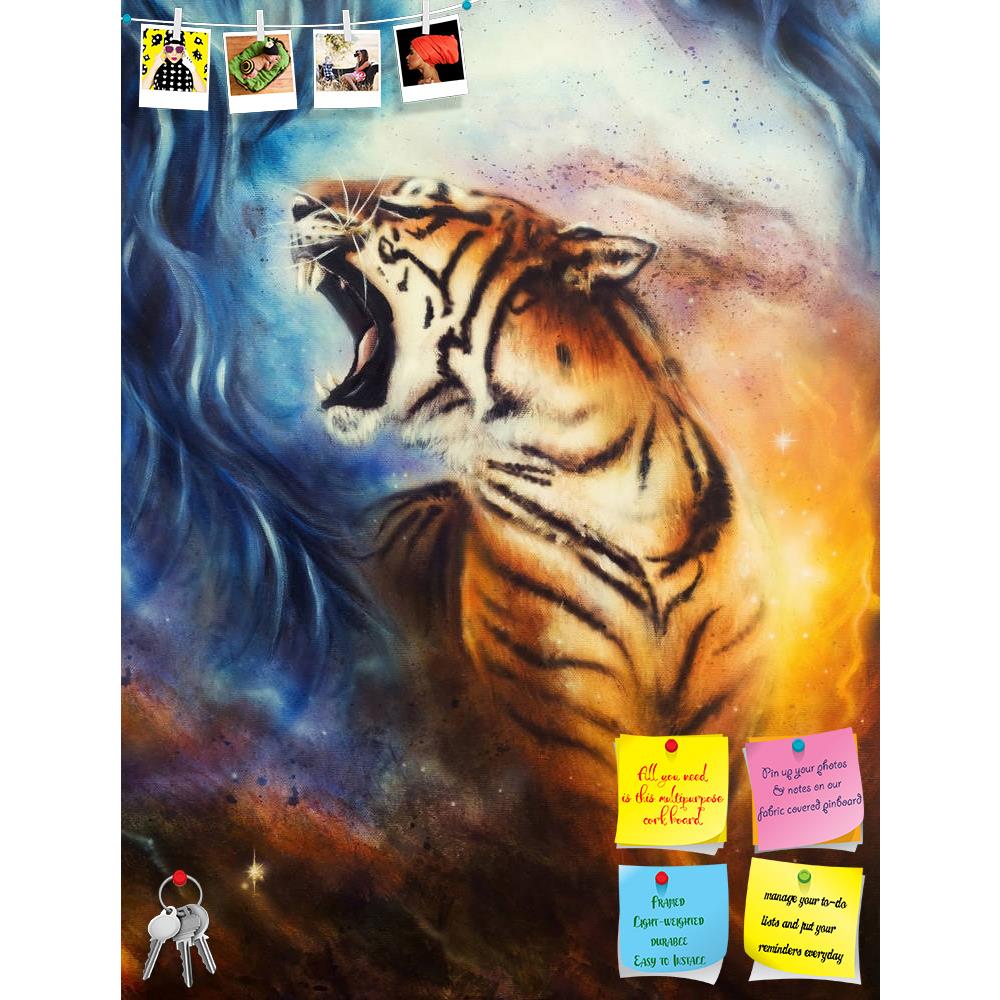 ArtzFolio Roaring Tiger Printed Bulletin Board Notice Pin Board Soft Board | Frameless-Bulletin Boards Frameless-AZSAO37435222BLB_FL_L-Image Code 5004380 Vishnu Image Folio Pvt Ltd, IC 5004380, ArtzFolio, Bulletin Boards Frameless, Animals, Fine Art Reprint, roaring, tiger, printed, bulletin, board, notice, pin, soft, frameless, art, artist, artwork, painting, picture, illustration, color, colorful, multicolored, oil, medium, canvas, airbrush, airbrushing, feline, roar, mouth, open, teeth, golden, striped, 