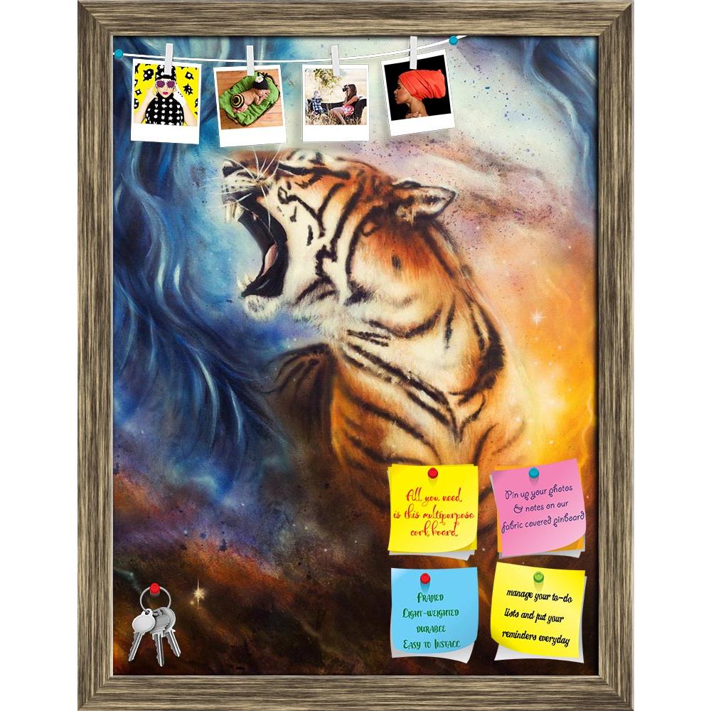 ArtzFolio Roaring Tiger Printed Bulletin Board Notice Pin Board Soft Board | Framed-Bulletin Boards Framed-AZSAO37435222BLB_FR_L-Image Code 5004380 Vishnu Image Folio Pvt Ltd, IC 5004380, ArtzFolio, Bulletin Boards Framed, Animals, Fine Art Reprint, roaring, tiger, printed, bulletin, board, notice, pin, soft, framed, art, artist, artwork, painting, picture, illustration, color, colorful, multicolored, oil, medium, canvas, airbrush, airbrushing, feline, roar, mouth, open, teeth, golden, striped, orange, migh