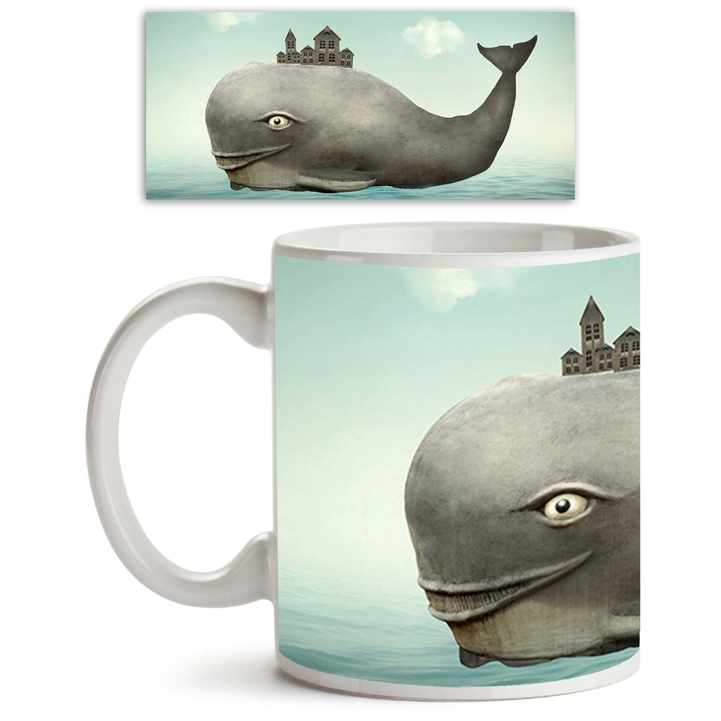 Whale In The Ocean With Some Houses In His Back Ceramic Coffee Tea Mug Inside White-Coffee Mugs-MUG-IC 5004396 IC 5004396, Animals, Art and Paintings, Fantasy, Illustrations, Realism, Surrealism, whale, in, the, ocean, with, some, houses, his, back, ceramic, coffee, tea, mug, inside, white, animal, art, artistic, beautiful, big, cetacean, childhood, cloud, colorful, creativity, escape, fable, fairy, tale, fantastic, gray, grey, house, illustration, illustrative, imagination, imaginative, imagine, joy, profi