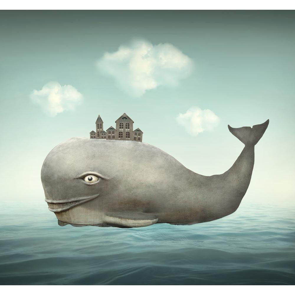 Whale In The Ocean With Some Houses In His Back Canvas Painting Synthetic Frame-Paintings MDF Framing-AFF_FR-IC 5004396 IC 5004396, Animals, Art and Paintings, Fantasy, Illustrations, Realism, Surrealism, whale, in, the, ocean, with, some, houses, his, back, canvas, painting, synthetic, frame, animal, art, artistic, beautiful, big, cetacean, childhood, cloud, colorful, creativity, escape, fable, fairy, tale, fantastic, gray, grey, house, illustration, illustrative, imagination, imaginative, imagine, joy, pr