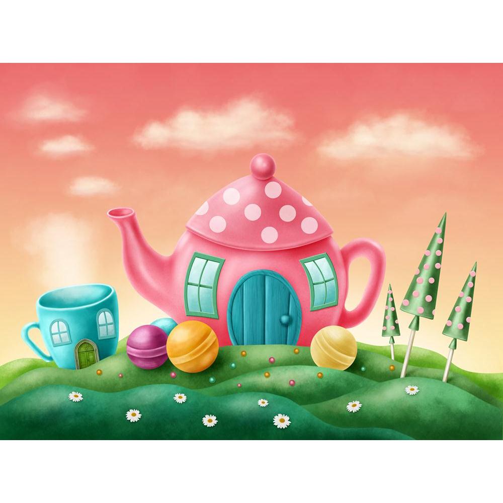 Fantasy Teapot & Teacup Houses Canvas Painting Synthetic Frame-Paintings MDF Framing-AFF_FR-IC 5004412 IC 5004412, Birthday, Cuisine, Fantasy, Food, Food and Beverage, Food and Drink, Holidays, Illustrations, Landscapes, Nature, Scenic, Signs and Symbols, Symbols, teapot, teacup, houses, canvas, painting, synthetic, frame, fairy, tale, tales, candy, land, house, candies, magical, bonbon, bright, building, cake, castle, child, childhood, colorful, cup, cupcake, delicious, door, dream, fairytale, fun, happine