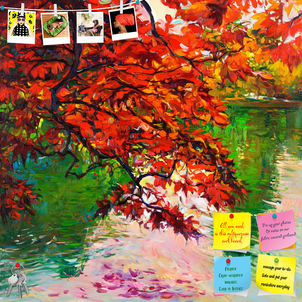 ArtzFolio Artwork Of Autumn Forest & Lake Printed Bulletin Board Notice Pin Board Soft Board | Frameless-Bulletin Boards Frameless-AZSAO37929135BLB_FL_L-Image Code 5004443 Vishnu Image Folio Pvt Ltd, IC 5004443, ArtzFolio, Bulletin Boards Frameless, Abstract, Landscapes, Fine Art Reprint, artwork, of, autumn, forest, lake, printed, bulletin, board, notice, pin, soft, frameless, original, oil, painting, showing, beautiful, fores, canvas, modern, impressionism, park, nature, landscape, river, art, background,