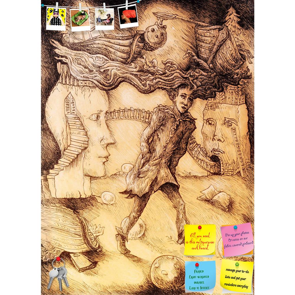 ArtzFolio Surrealistic Young Man With Staircased Heads Printed Bulletin Board Notice Pin Board Soft Board | Frameless-Bulletin Boards Frameless-AZSAO38215214BLB_FL_L-Image Code 5004467 Vishnu Image Folio Pvt Ltd, IC 5004467, ArtzFolio, Bulletin Boards Frameless, Surrealism, Fine Art Reprint, surrealistic, young, man, with, staircased, heads, printed, bulletin, board, notice, pin, soft, frameless, illustration, student, watery, hair, walking, through, landscape, detailed, monochromatic, linear, drawing, boy,