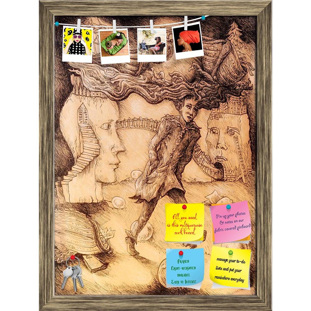 ArtzFolio Surrealistic Young Man With Staircased Heads Printed Bulletin Board Notice Pin Board Soft Board | Framed-Bulletin Boards Framed-AZSAO38215214BLB_FR_L-Image Code 5004467 Vishnu Image Folio Pvt Ltd, IC 5004467, ArtzFolio, Bulletin Boards Framed, Surrealism, Fine Art Reprint, surrealistic, young, man, with, staircased, heads, printed, bulletin, board, notice, pin, soft, framed, illustration, student, watery, hair, walking, through, landscape, detailed, monochromatic, linear, drawing, boy, face, head,