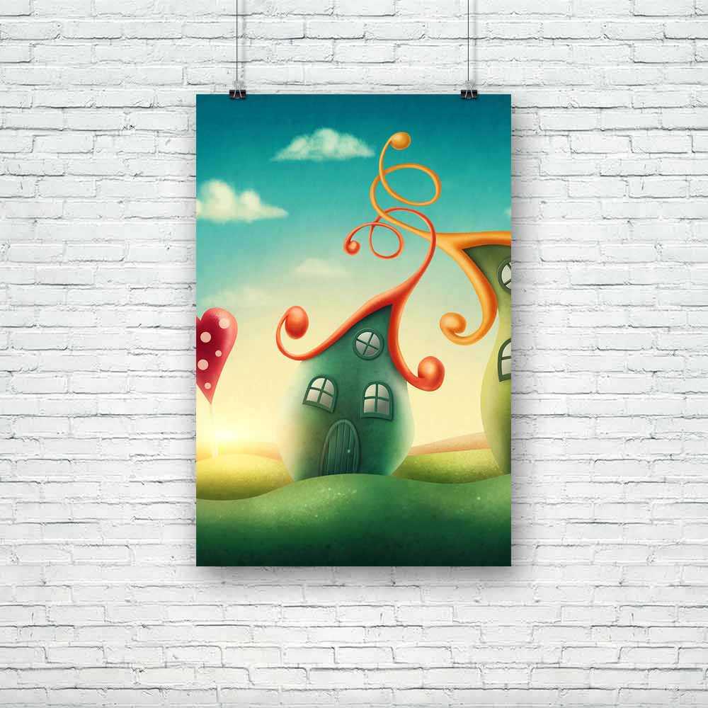Fantasy Houses D2 Unframed Paper Poster-Paper Posters Unframed-POS_UN-IC 5004472 IC 5004472, Art and Paintings, Botanical, Fantasy, Floral, Flowers, Hearts, Illustrations, Landscapes, Love, Nature, Romance, Scenic, Signs and Symbols, Symbols, Wooden, houses, d2, unframed, paper, poster, building, castle, childhood, countryside, daisy, dream, fairy, fairytale, fun, heart, horizontal, house, illustration, imagination, imagine, kingdom, landscape, magic, meadow, prince, princess, sky, spring, story, summer, sy