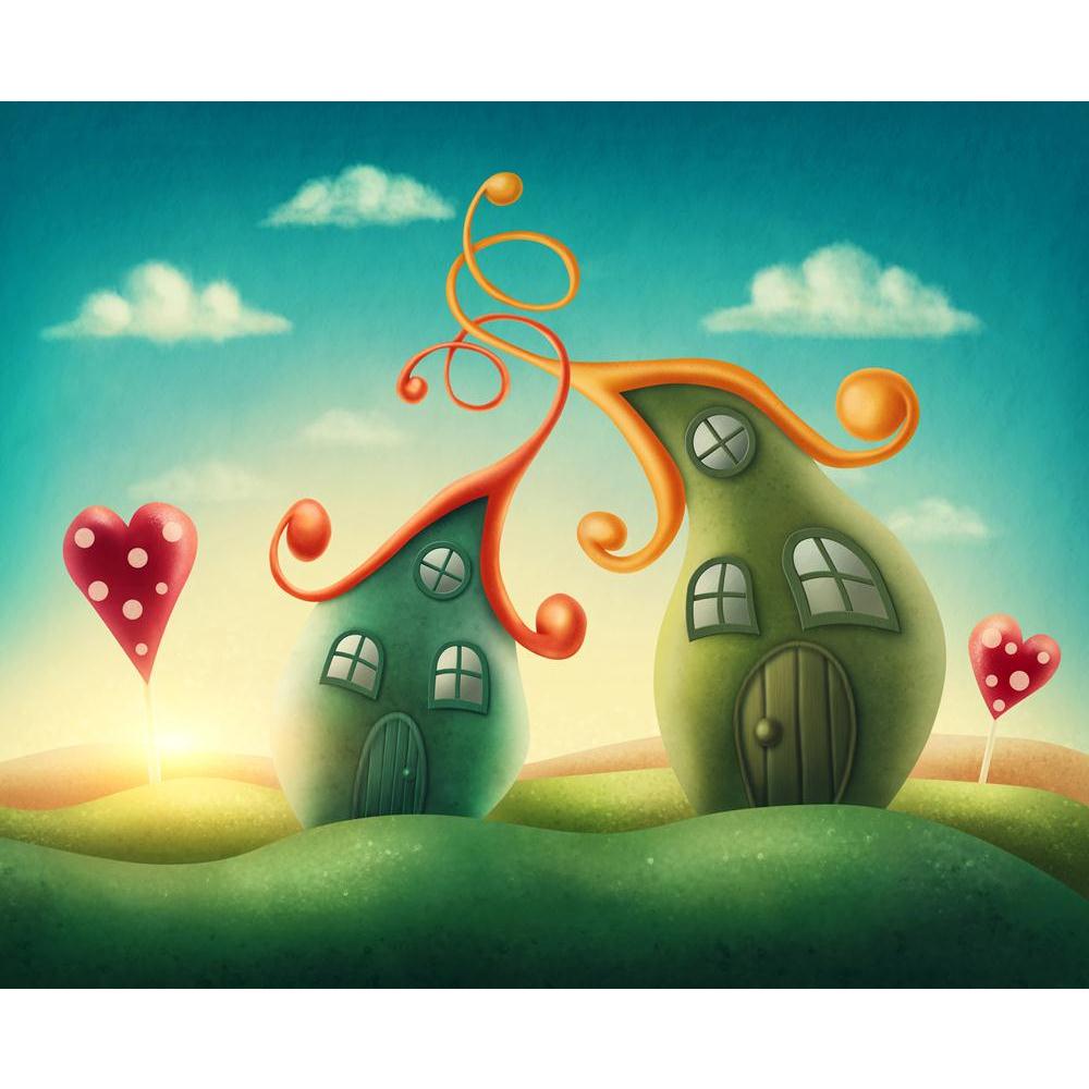 Fantasy Houses Canvas Painting Synthetic Frame-Paintings MDF Framing-AFF_FR-IC 5004472 IC 5004472, Art and Paintings, Botanical, Fantasy, Floral, Flowers, Hearts, Illustrations, Landscapes, Love, Nature, Romance, Scenic, Signs and Symbols, Symbols, Wooden, houses, canvas, painting, synthetic, frame, building, castle, childhood, countryside, daisy, dream, fairy, fairytale, fun, heart, horizontal, house, illustration, imagination, imagine, kingdom, landscape, magic, meadow, prince, princess, sky, spring, stor