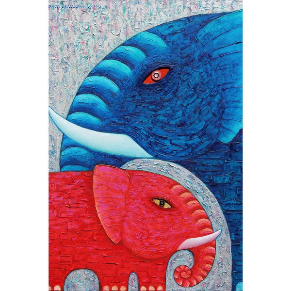 Red & Blue Elephant D1 Unframed Paper Poster-Paper Posters Unframed-POS_UN-IC 5004483 IC 5004483, Animals, Art and Paintings, Asian, Nature, Paintings, Scenic, Wildlife, red, blue, elephant, d1, unframed, paper, wall, poster, painting, art, canvas, acrylic, animal, asia, beautyful, big, eye, body, colourful, original, power, strong, texture, artzfolio, posters, wall posters, posters for room, posters for room decoration, office poster, door poster, baby poster, motivational posters, posters for room boys, q