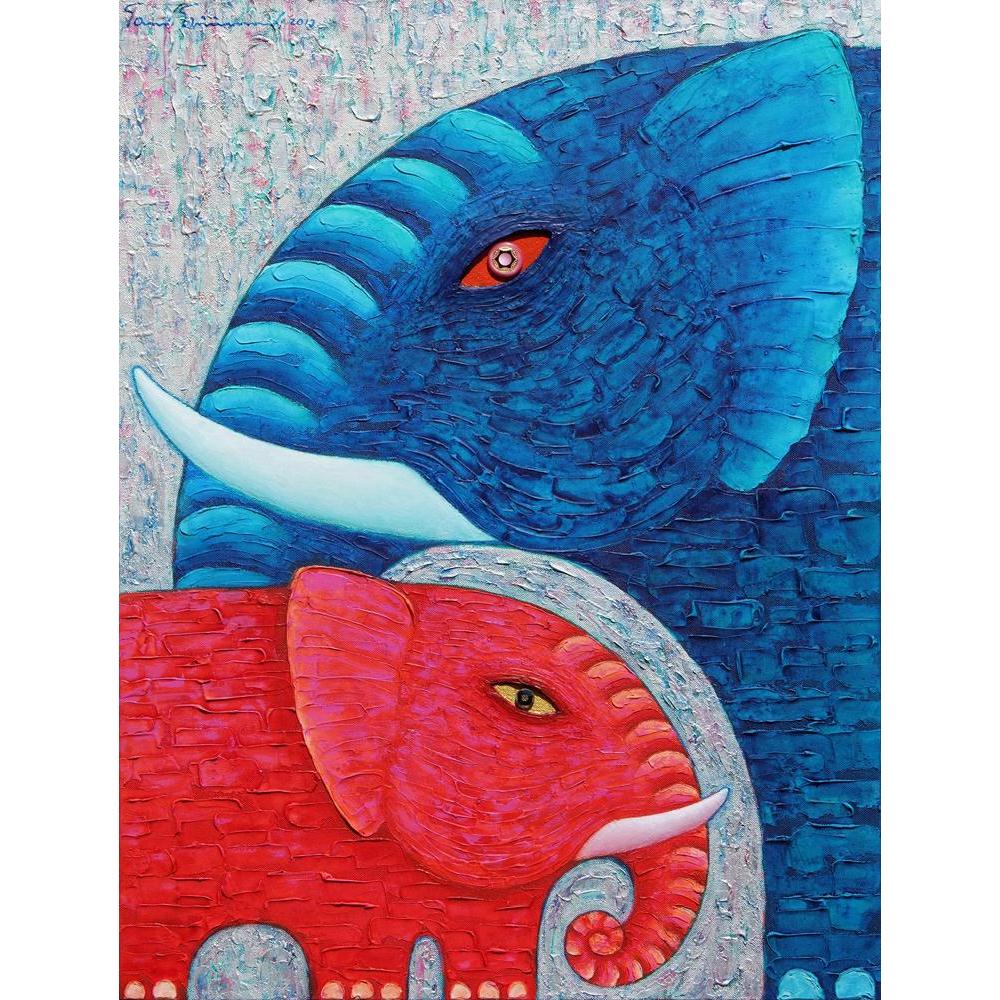 Red & Blue Elephant Canvas Painting Synthetic Frame-Paintings MDF Framing-AFF_FR-IC 5004483 IC 5004483, Animals, Art and Paintings, Asian, Nature, Paintings, Scenic, Wildlife, red, blue, elephant, canvas, painting, synthetic, frame, art, acrylic, animal, asia, beautyful, big, eye, body, colourful, original, power, strong, texture, artzfolio, wall decor for living room, wall frames for living room, frames for living room, wall art, canvas painting, wall frame, scenery, panting, paintings for living room, fra