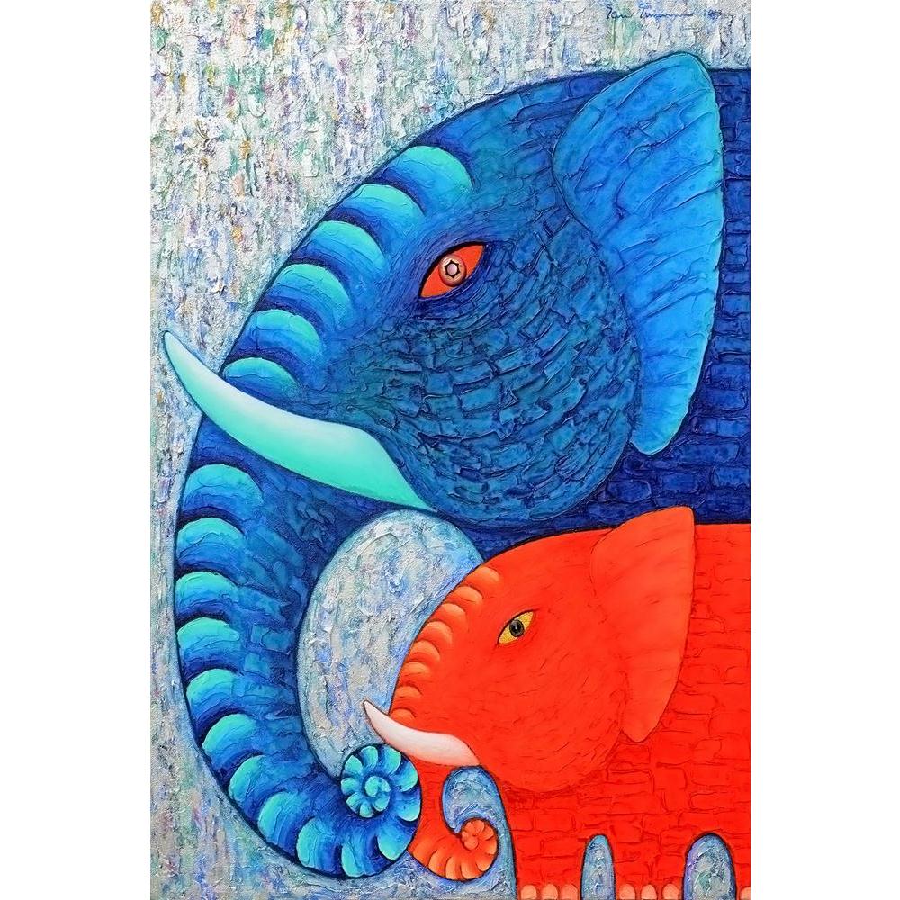 ArtzFolio Red & Blue Elephant D2 Unframed Paper Poster-Paper Posters Unframed-AZART38492241POS_UN_L-Image Code 5004484 Vishnu Image Folio Pvt Ltd, IC 5004484, ArtzFolio, Paper Posters Unframed, Animals, Kids, Fine Art Reprint, red, blue, elephant, d2, unframed, paper, poster, wall, large, size, for, living, room, home, decoration, big, framed, decor, posters, pitaara, box, modern, art, with, frame, bedroom, amazonbasics, door, drawing, small, decorative, office, reception, multiple, friends, images, reprint