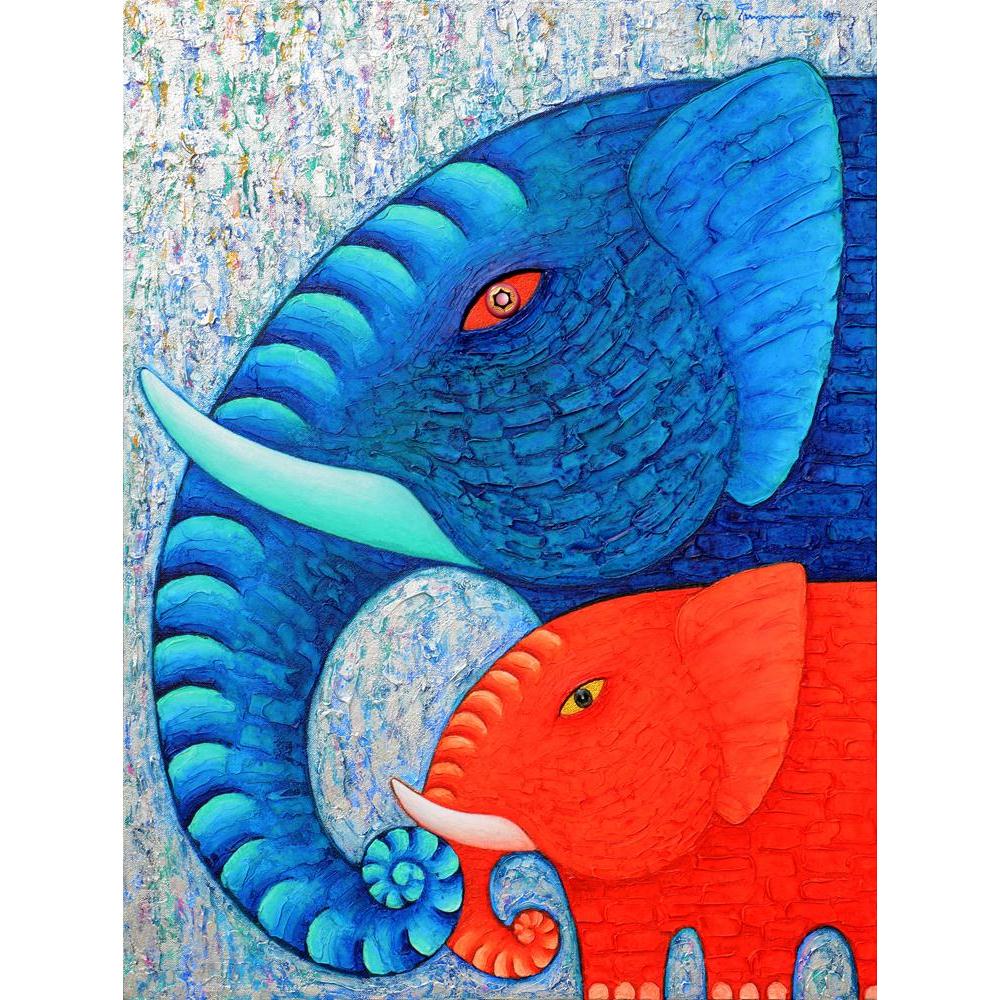 Red & Blue Elephant Canvas Painting Synthetic Frame-Paintings MDF Framing-AFF_FR-IC 5004484 IC 5004484, Animals, Art and Paintings, Asian, Nature, Paintings, Scenic, Wildlife, red, blue, elephant, canvas, painting, synthetic, frame, acrylic, animal, art, asia, beautyful, big, eye, body, colourful, original, power, strong, texture, artzfolio, wall decor for living room, wall frames for living room, frames for living room, wall art, canvas painting, wall frame, scenery, panting, paintings for living room, fra