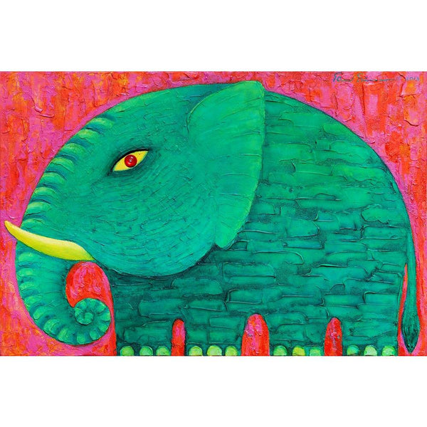 Green Elephant Unframed Paper Poster-Paper Posters Unframed-POS_UN-IC 5004486 IC 5004486, Animals, Art and Paintings, Asian, Nature, Paintings, Scenic, Wildlife, green, elephant, unframed, paper, wall, poster, acrylic, animal, art, asia, beautyful, big, blue, eye, body, canvas, colourful, original, painting, power, red, strong, texture, artzfolio, posters, wall posters, posters for room, posters for room decoration, office poster, door poster, baby poster, motivational posters, posters for room boys, quotes