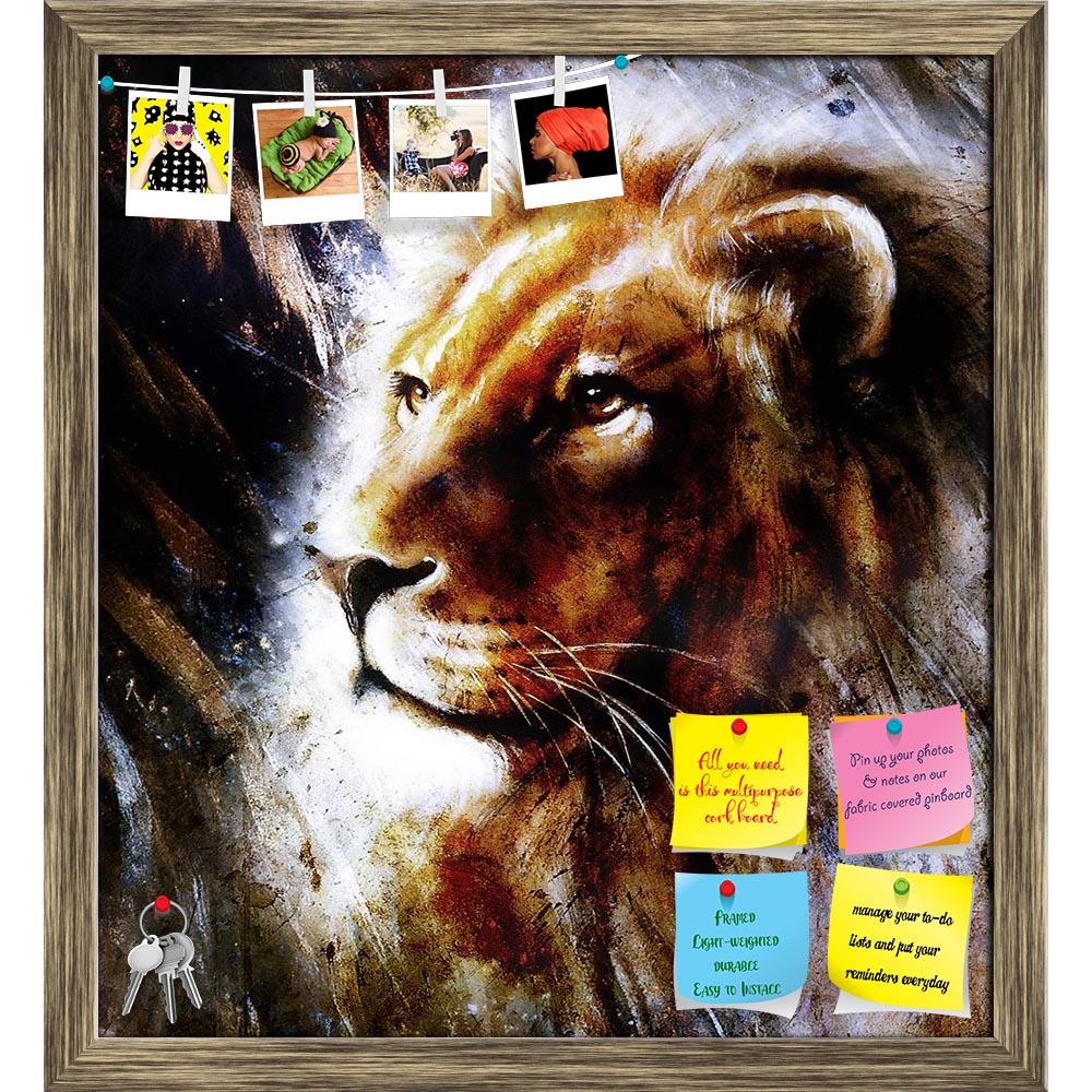 ArtzFolio Lion Portrait With Bird Feathers Printed Bulletin Board Notice Pin Board Soft Board | Framed-Bulletin Boards Framed-AZSAO38492436BLB_FR_L-Image Code 5004495 Vishnu Image Folio Pvt Ltd, IC 5004495, ArtzFolio, Bulletin Boards Framed, Animals, Fine Art Reprint, lion, portrait, with, bird, feathers, printed, bulletin, board, notice, pin, soft, framed, abstract, colorful, background, pattern, rust, effec, black, gold, white, color, paint, structure, backgrounds, animal, leo, head, surface, textured, de