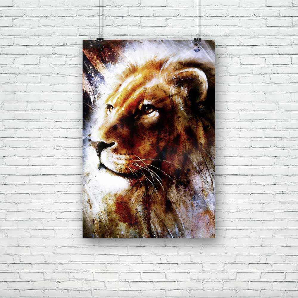 Lion Portrait With Bird Feathers Unframed Paper Poster-Paper Posters Unframed-POS_UN-IC 5004495 IC 5004495, Abstract Expressionism, Abstracts, Ancient, Animals, Art and Paintings, Birds, Black and White, Conceptual, Historical, Individuals, Medieval, Patterns, Portraits, Retro, Semi Abstract, Signs, Signs and Symbols, Vintage, White, lion, portrait, with, bird, feathers, unframed, paper, poster, abstract, aged, animal, antique, art, backdrop, backgrounds, beautiful, beauty, bright, color, colorful, cracked,