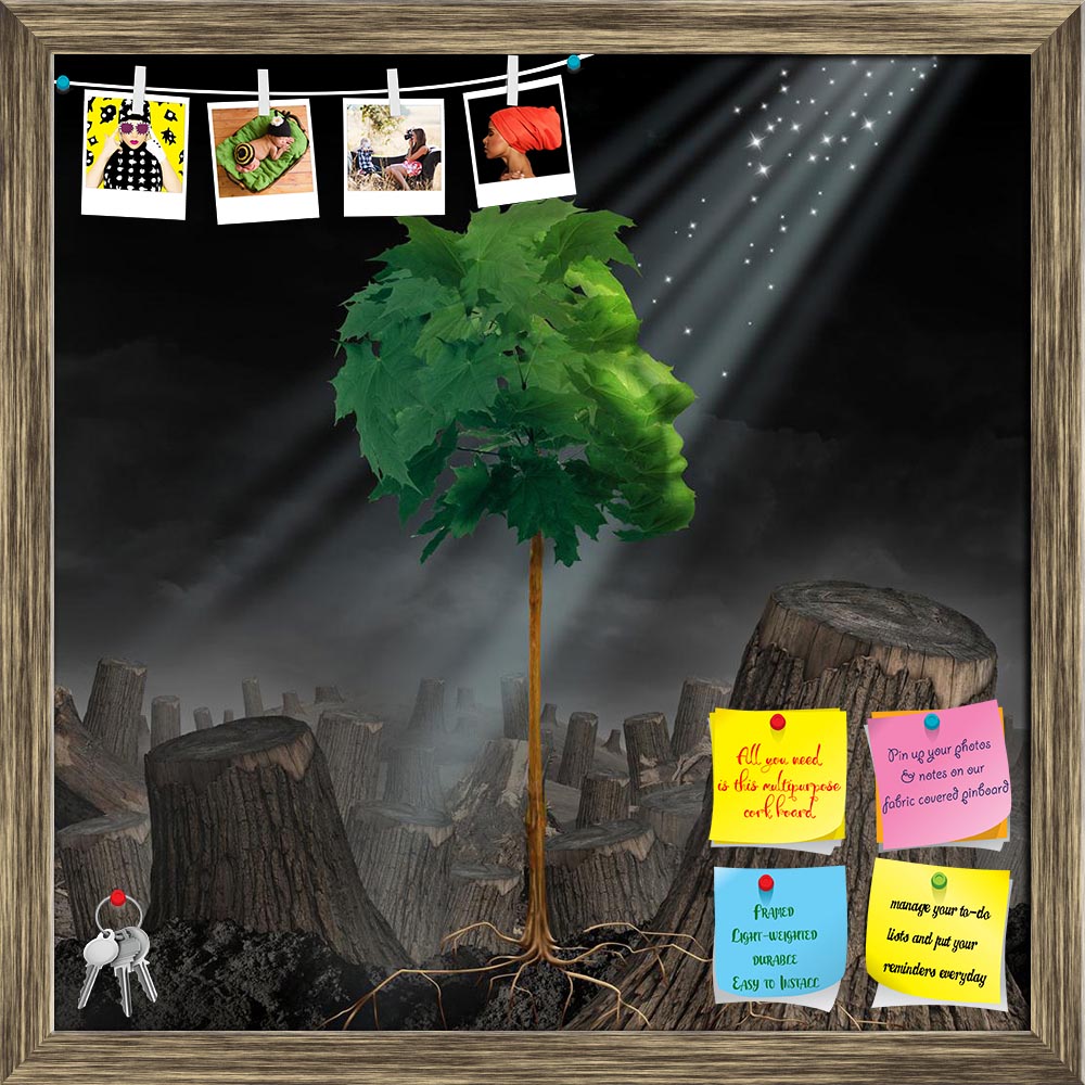 ArtzFolio Renewal & Hope Life & Recovery Concept Printed Bulletin Board Notice Pin Board Soft Board | Framed-Bulletin Boards Framed-AZSAO38697275BLB_FR_L-Image Code 5004540 Vishnu Image Folio Pvt Ltd, IC 5004540, ArtzFolio, Bulletin Boards Framed, Conceptual, Digital Art, renewal, hope, life, recovery, concept, printed, bulletin, board, notice, pin, soft, framed, green, leaf, tree, shaped, human, head, growing, out, landscape, chopped, forest, survival, symbol, rebirth, creating, new, after, addiction, cris