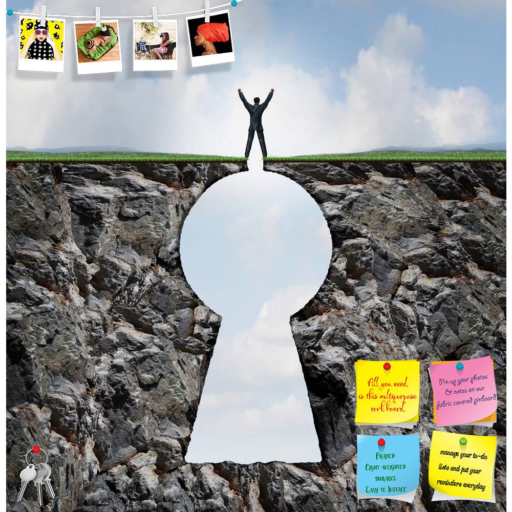 ArtzFolio Businessman Standing On Keyhole Mountain Cliff Printed Bulletin Board Notice Pin Board Soft Board | Frameless-Bulletin Boards Frameless-AZSAO38697537BLB_FL_L-Image Code 5004541 Vishnu Image Folio Pvt Ltd, IC 5004541, ArtzFolio, Bulletin Boards Frameless, Conceptual, Digital Art, businessman, standing, on, keyhole, mountain, cliff, printed, bulletin, board, notice, pin, soft, frameless, person, arms, victory, top, rock, shaped, key, hole, business, finance, symbol, financial, life, success, sunligh