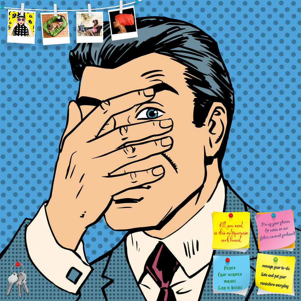 ArtzFolio Hide & Seek Game Pop Art Printed Bulletin Board Notice Pin Board Soft Board | Frameless-Bulletin Boards Frameless-AZSAO38758223BLB_FL_L-Image Code 5004551 Vishnu Image Folio Pvt Ltd, IC 5004551, ArtzFolio, Bulletin Boards Frameless, Pop Art, Digital Art, hide, seek, game, pop, art, printed, bulletin, board, notice, pin, soft, frameless, embarrassment, hiding, confused, man, shame, modesty, eye, eyes, face, reaction, emotion, conflict, love, relationship, dating, halftone, gossip, style, retro, vec