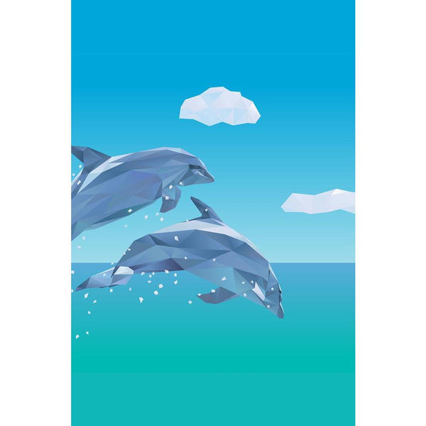 Low Poly Dolphins Jumping Unframed Paper Poster-Paper Posters Unframed-POS_UN-IC 5004595 IC 5004595, Animals, Illustrations, Nature, Scenic, Tropical, low, poly, dolphins, jumping, unframed, paper, wall, poster, animal, dolphin, endangered, illustration, mammal, marine, ocean, polygon, polygonal, sea, life, sky, species, two, water, artzfolio, posters, wall posters, posters for room, posters for room decoration, office poster, door poster, baby poster, motivational posters, posters for room boys, quotes, po