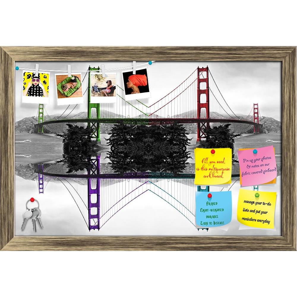 ArtzFolio Golden Gate Bridge Printed Bulletin Board Notice Pin Board Soft Board | Framed-Bulletin Boards Framed-AZSAO39541310BLB_FR_L-Image Code 5004617 Vishnu Image Folio Pvt Ltd, IC 5004617, ArtzFolio, Bulletin Boards Framed, Conceptual, Places, Photography, golden, gate, bridge, printed, bulletin, board, notice, pin, soft, framed, black, and, white, monochromatic, pop, red, art, san, francisco, bay, area, famous, place, tourist, attraction, tourism, touristic, travel, suspension, civil, engineering, cali