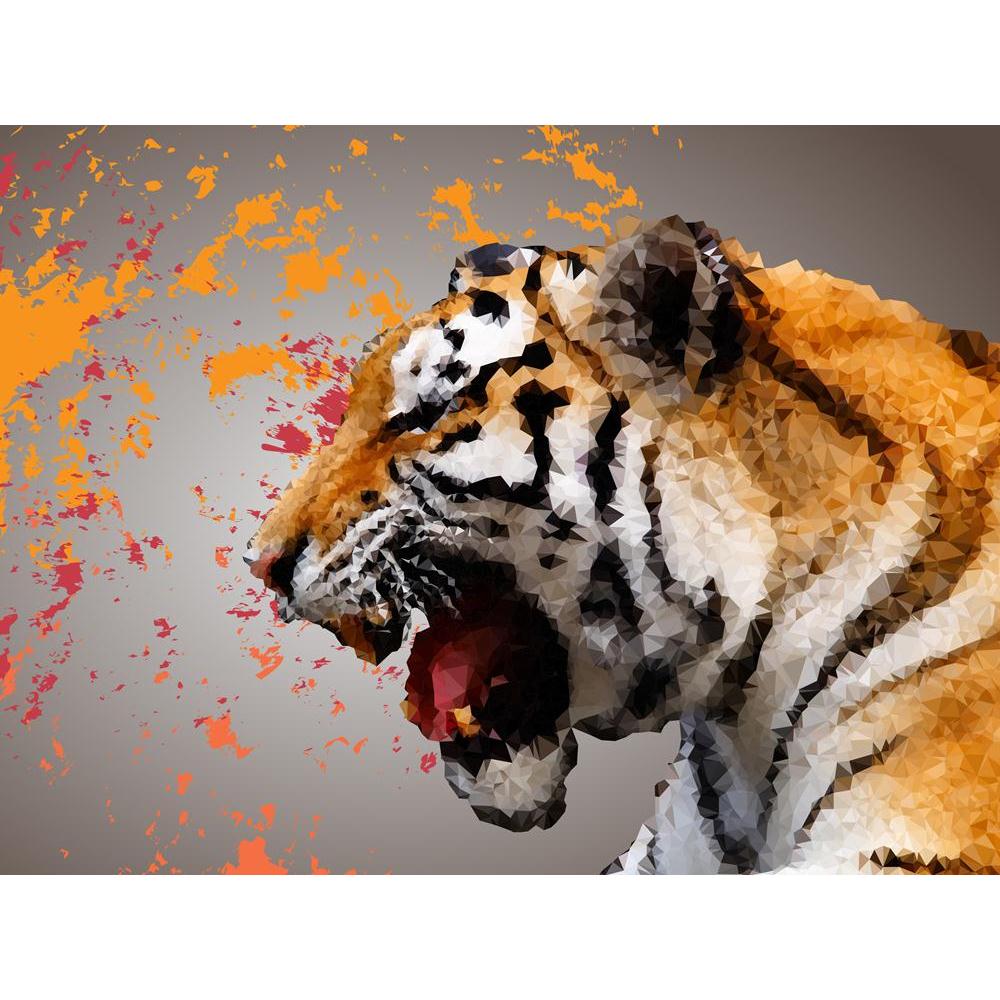 Polygonal Design Of A Tiger Canvas Painting Synthetic Frame-Paintings MDF Framing-AFF_FR-IC 5004627 IC 5004627, Abstract Expressionism, Abstracts, African, Animals, Art and Paintings, Calligraphy, Decorative, Digital, Digital Art, Geometric, Geometric Abstraction, Graphic, Hipster, Icons, Illustrations, Individuals, Modern Art, Nature, Patterns, Portraits, Scenic, Semi Abstract, Signs, Signs and Symbols, Space, Symbols, Text, Triangles, Wildlife, polygonal, design, of, a, tiger, canvas, painting, synthetic,