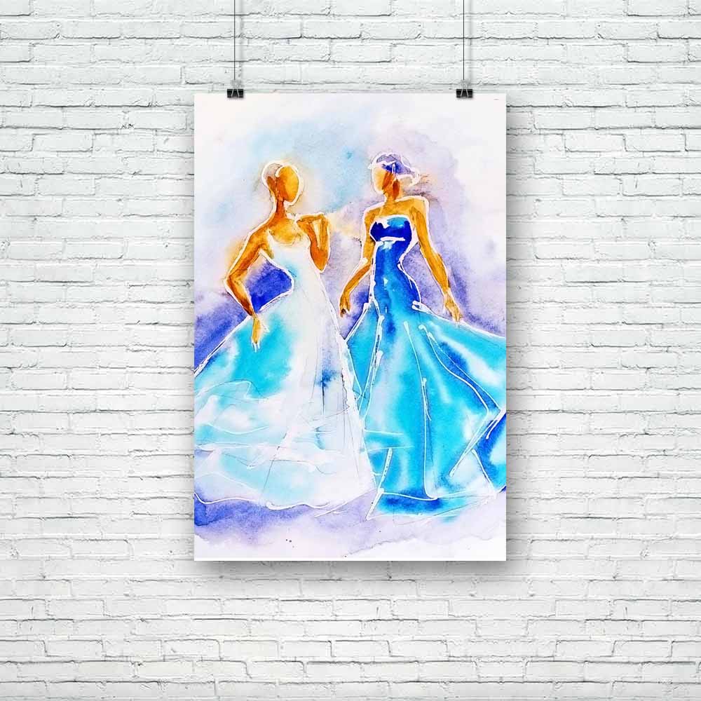 Women In Blue Dresses Unframed Paper Poster-Paper Posters Unframed-POS_UN-IC 5004631 IC 5004631, Adult, Black, Black and White, Fashion, People, Watercolour, White, women, in, blue, dresses, unframed, paper, poster, attractive, back, background, beautiful, beauty, dress, elegance, elegant, evening, female, girl, glamour, hair, lady, luxury, model, person, watercolor, woman, young, artzfolio, posters, wall posters, posters for room, posters for room decoration, office poster, door poster, baby poster, motiva