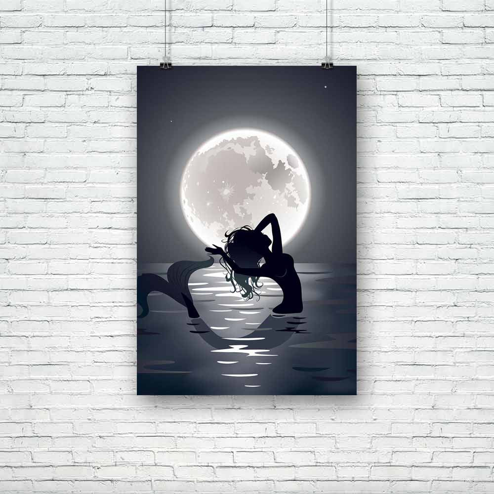 Mermaid Singing At Night Unframed Paper Poster-Paper Posters Unframed-POS_UN-IC 5004679 IC 5004679, Illustrations, Mermaid, singing, at, night, unframed, paper, poster, blue, creature, depth, esoteric, fairy, fairytale, floating, light, long, hair, moon, moonlight, mythical, ocean, posing, position, rays, reflection, rocks, sea, silhouette, swimming, tail, water, artzfolio, posters, wall posters, posters for room, posters for room decoration, office poster, door poster, baby poster, motivational posters, po