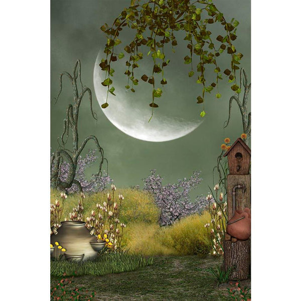 Garden With Big Moon Unframed Paper Poster-Paper Posters Unframed-POS_UN-IC 5004694 IC 5004694, Art and Paintings, Baby, Birds, Botanical, Children, Digital, Digital Art, Fantasy, Floral, Flowers, Graphic, Illustrations, Kids, Landscapes, Nature, Scenic, Stars, garden, with, big, moon, unframed, paper, wall, poster, amazing, art, backdrops, background, beautiful, bird, cloud, dream, dreams, dreamy, enchanting, fae, fairy, fairytale, house, illustration, landscape, lighting, magic, manipulation, misty, pot, 