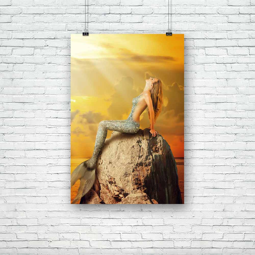 Mermaid With Fish Tail Swimming In The Sea Unframed Paper Poster-Paper Posters Unframed-POS_UN-IC 5004733 IC 5004733, Fantasy, Health, Illustrations, Mermaid, Religion, Religious, Sunrises, Sunsets, Surrealism, with, fish, tail, swimming, in, the, sea, unframed, paper, poster, siren, beautiful, beauty, cliff, down, dream, fairy, fairytale, fantastic, fishtail, floating, girl, goddess, hair, hairstyle, illustration, lady, legend, light, magic, mythology, ocean, pixie, rock, scale, shell, slim, sunlight, sunr