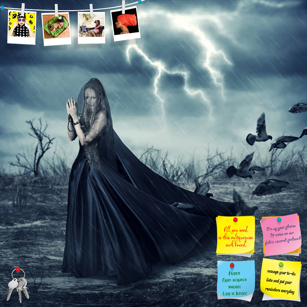 ArtzFolio Woman In Black Fashionable Medieval Dress Printed Bulletin Board Notice Pin Board Soft Board | Frameless-Bulletin Boards Frameless-AZSAO40818284BLB_FL_L-Image Code 5004735 Vishnu Image Folio Pvt Ltd, IC 5004735, ArtzFolio, Bulletin Boards Frameless, Fantasy, Photography, woman, in, black, fashionable, medieval, dress, printed, bulletin, board, notice, pin, soft, frameless, world, beautiful, pigeon, birds, beauty, girl, lady, witch, halloween, sorceress, evil, horror, evening, clouds, dark, enchant