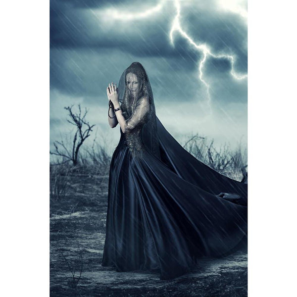 Woman In Black Unframed Paper Poster-Paper Posters Unframed-POS_UN-IC 5004735 IC 5004735, Ancient, Birds, Black, Black and White, Fantasy, Fashion, Medieval, Surrealism, Vintage, woman, in, unframed, paper, wall, poster, wizard, girl, horror, world, bad, beads, beautiful, beauty, clouds, dark, downpour, dress, enchantress, evening, evil, fantastic, fashionable, flash, hailstorm, halloween, hurricane, lady, lightning, long, mage, magician, outdoor, pigeon, rain, rainfall, rosary, shower, sorceress, storm, su