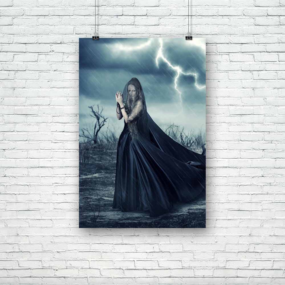 Woman In Black Unframed Paper Poster-Paper Posters Unframed-POS_UN-IC 5004735 IC 5004735, Ancient, Birds, Black, Black and White, Fantasy, Fashion, Medieval, Surrealism, Vintage, woman, in, unframed, paper, poster, wizard, girl, horror, world, bad, beads, beautiful, beauty, clouds, dark, downpour, dress, enchantress, evening, evil, fantastic, fashionable, flash, hailstorm, halloween, hurricane, lady, lightning, long, mage, magician, outdoor, pigeon, rain, rainfall, rosary, shower, sorceress, storm, surreal,