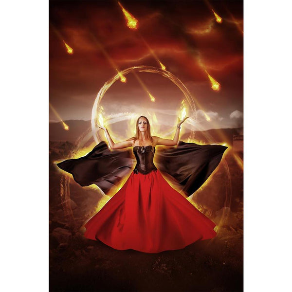 Woman With Fire Unframed Paper Poster-Paper Posters Unframed-POS_UN-IC 5004736 IC 5004736, Ancient, Astronomy, Black, Black and White, Cosmology, Fantasy, Medieval, Space, Vintage, woman, with, fire, unframed, paper, wall, poster, armageddon, attack, ball, bang, blaze, bright, burning, castle, catastrophe, comet, danger, destruction, detonation, developing, dress, energy, evil, explode, explosion, fiery, fireball, flame, flaming, flare, glow, halloween, heat, horror, lady, light, mage, magic, mantle, meteor