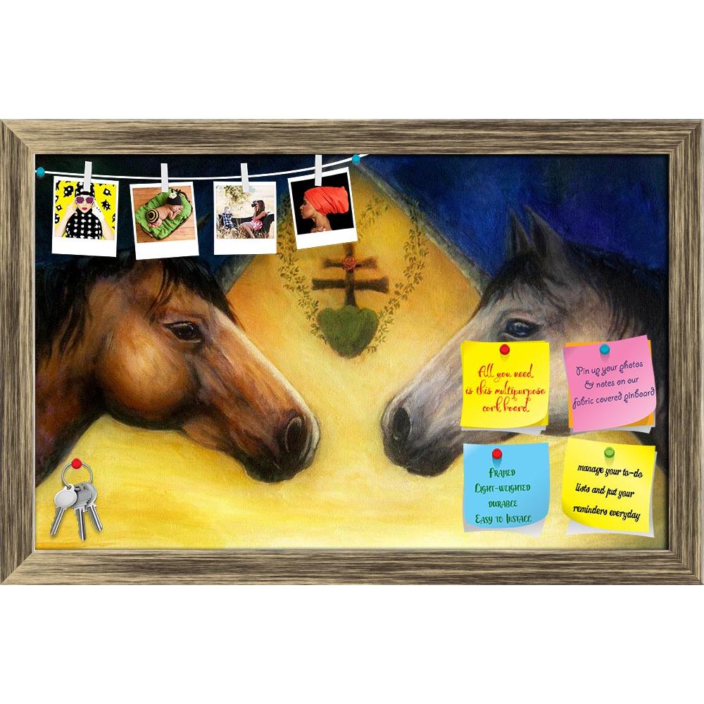 ArtzFolio Two Horse Heads Printed Bulletin Board Notice Pin Board Soft Board | Framed-Bulletin Boards Framed-AZSAO40818426BLB_FR_L-Image Code 5004739 Vishnu Image Folio Pvt Ltd, IC 5004739, ArtzFolio, Bulletin Boards Framed, Animals, Fine Art Reprint, two, horse, heads, printed, bulletin, board, notice, pin, soft, framed, beautiful, detailed, oil, painting, canvas, horses, head, animal, brown, grey, profile, portrait, nobody, art, colour, design, pattern, paint, image, drawing, colorful, decoration, texture