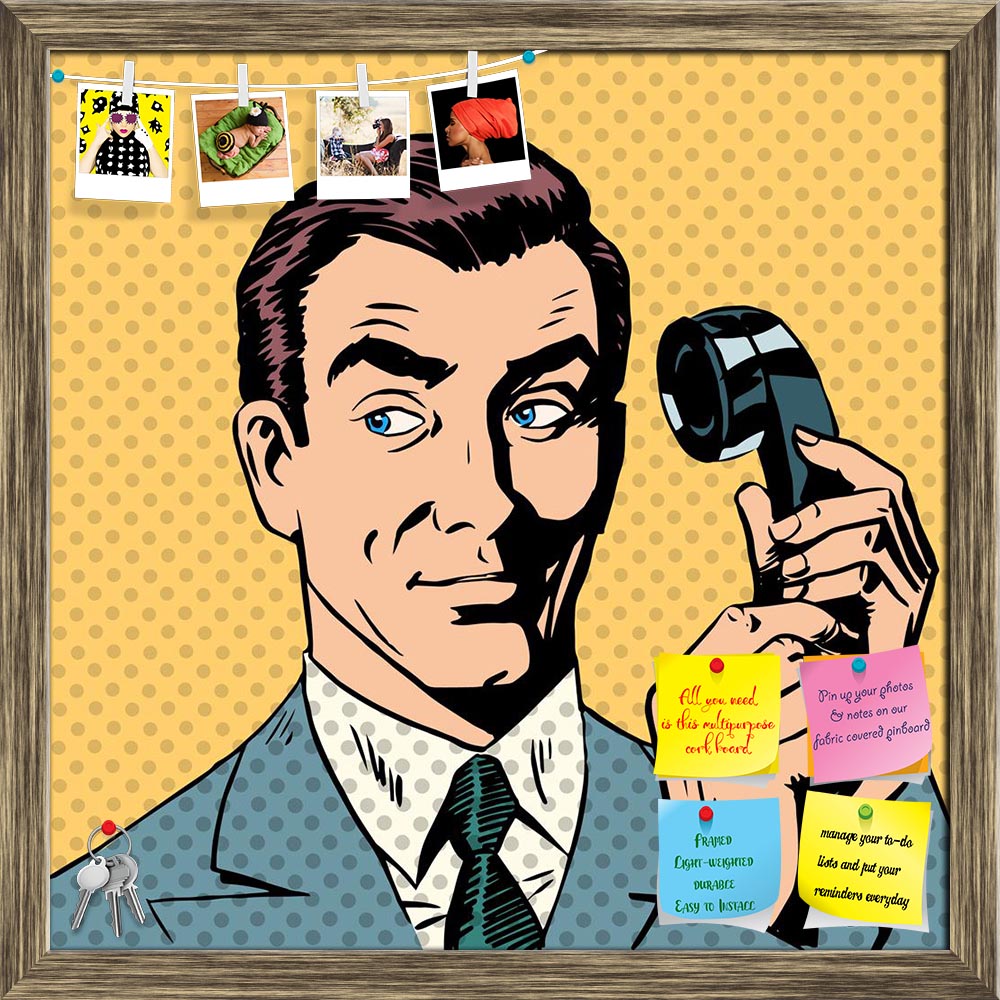 ArtzFolio Businessman On The Phone Pop Art Printed Bulletin Board Notice Pin Board Soft Board | Framed-Bulletin Boards Framed-AZSAO40913313BLB_FR_L-Image Code 5004750 Vishnu Image Folio Pvt Ltd, IC 5004750, ArtzFolio, Bulletin Boards Framed, Pop Art, Digital Art, businessman, on, the, phone, pop, art, printed, bulletin, board, notice, pin, soft, framed, man, telephone, communications, technology, sound, talking, gadgets, halftone, style, retro, vector, illustration, comic, cartoon, vintage, face, dot, frame