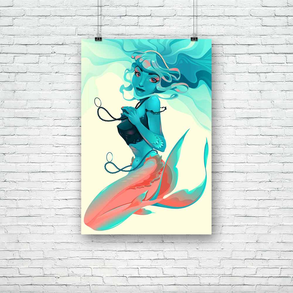 Portrait Of A Mermaid Unframed Paper Poster-Paper Posters Unframed-POS_UN-IC 5004769 IC 5004769, Animated Cartoons, Art and Paintings, Caricature, Cartoons, Digital, Digital Art, Fantasy, Fashion, Gothic, Graphic, Illustrations, Individuals, Mermaid, Paintings, Portraits, portrait, of, a, unframed, paper, poster, beauty, cartoon, character, expression, face, fairy, fish, girl, hairstyle, head, illustration, jewel, lady, lips, make, up, model, monster, mythological, mythology, ocean, painting, sea, smile, ta