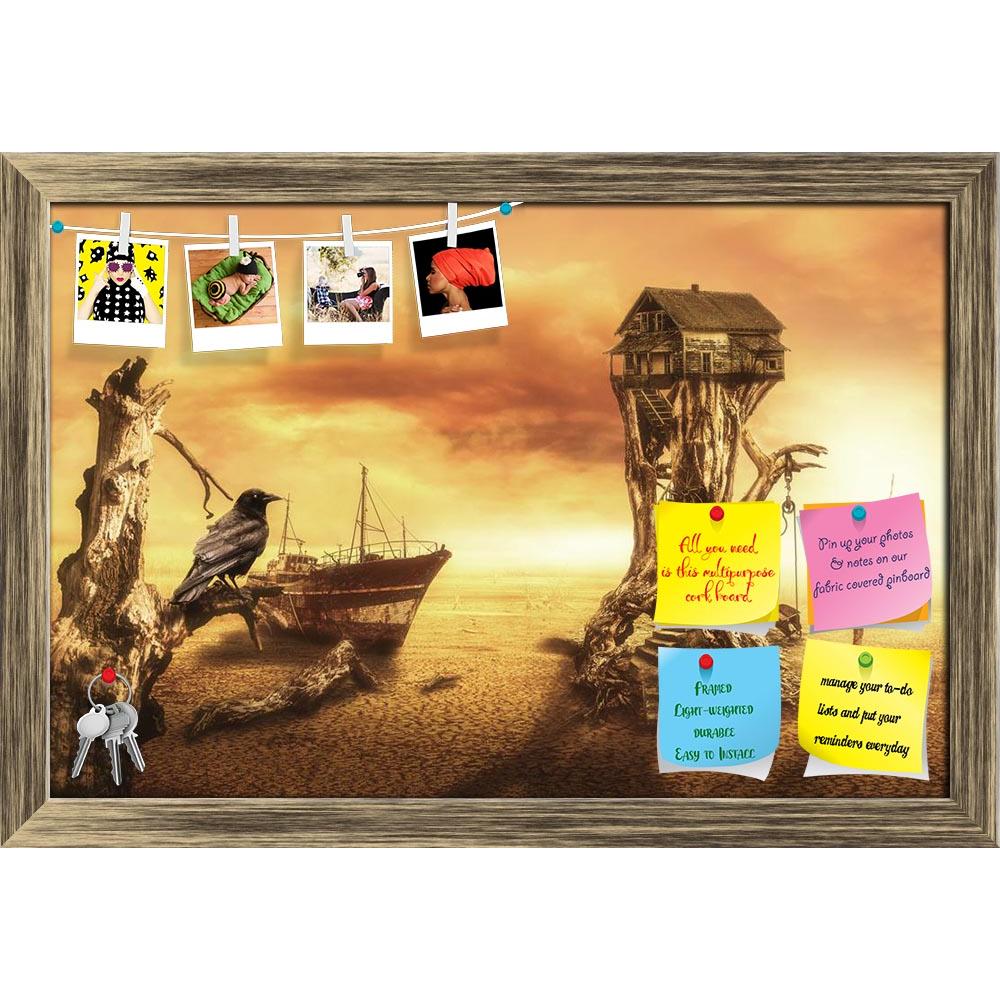 ArtzFolio Fabulous Home In The Desert Printed Bulletin Board Notice Pin Board Soft Board | Framed-Bulletin Boards Framed-AZSAO41038236BLB_FR_L-Image Code 5004788 Vishnu Image Folio Pvt Ltd, IC 5004788, ArtzFolio, Bulletin Boards Framed, Fantasy, Surrealism, Digital Art, fabulous, home, in, the, desert, printed, bulletin, board, notice, pin, soft, framed, illustration, fictional, situation, form, collage, photos, house, tree, stump, structure, steppe, dry, abandoned, ship, branch, snag, old, raven, bird, sym
