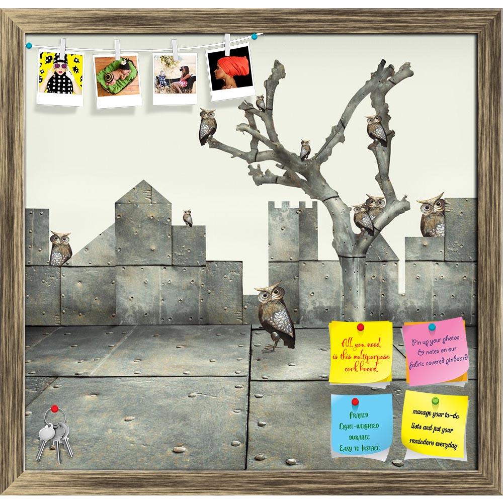 ArtzFolio Clock & Small Mechanical Owls D1 Printed Bulletin Board Notice Pin Board Soft Board | Framed-Bulletin Boards Framed-AZSAO41126355BLB_FR_L-Image Code 5004792 Vishnu Image Folio Pvt Ltd, IC 5004792, ArtzFolio, Bulletin Boards Framed, Conceptual, Kids, Digital Art, clock, small, mechanical, owls, d1, printed, bulletin, board, notice, pin, soft, framed, surreal, illustration, many, tree, scattered, mechanic, landscape, owl, metal, objects, background, screws, fanciful, fantasy, artwork, surrealism, su