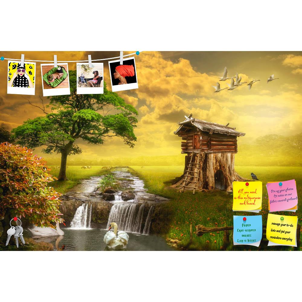 ArtzFolio Fairy House By The Lake Printed Bulletin Board Notice Pin Board Soft Board | Frameless-Bulletin Boards Frameless-AZSAO41126915BLB_FL_L-Image Code 5004795 Vishnu Image Folio Pvt Ltd, IC 5004795, ArtzFolio, Bulletin Boards Frameless, Birds, Fantasy, Fine Art Reprint, fairy, house, by, the, lake, printed, bulletin, board, notice, pin, soft, frameless, illustration, fictional, situation, form, collage, photos, water, swans, river, movement, mood, herbs, trees, leaves, flying, wood, stump, bench, entra
