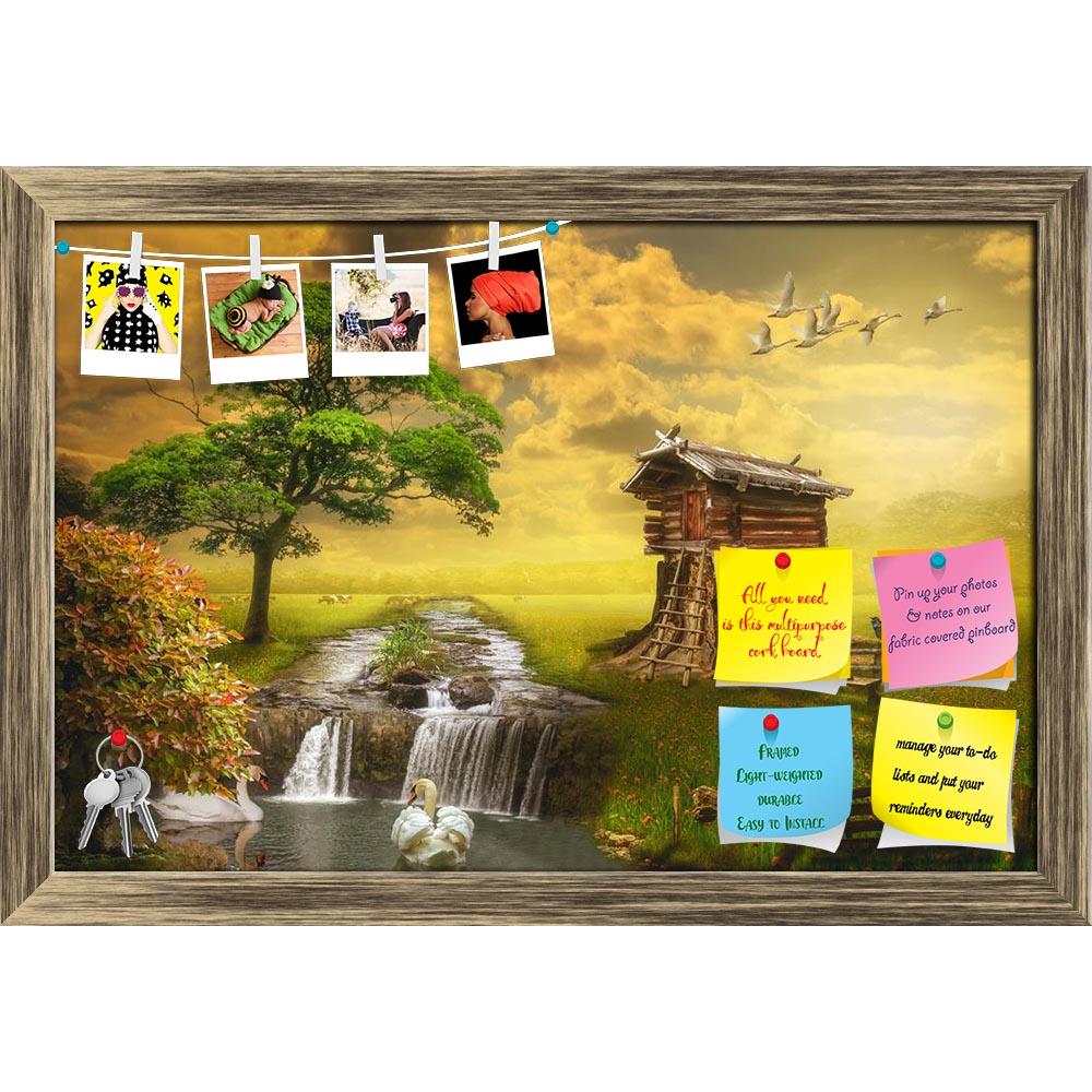 ArtzFolio Fairy House By The Lake Printed Bulletin Board Notice Pin Board Soft Board | Framed-Bulletin Boards Framed-AZSAO41126915BLB_FR_L-Image Code 5004795 Vishnu Image Folio Pvt Ltd, IC 5004795, ArtzFolio, Bulletin Boards Framed, Birds, Fantasy, Fine Art Reprint, fairy, house, by, the, lake, printed, bulletin, board, notice, pin, soft, framed, illustration, fictional, situation, form, collage, photos, water, swans, river, movement, mood, herbs, trees, leaves, flying, wood, stump, bench, entrance, door, w
