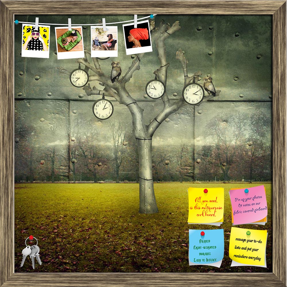 ArtzFolio Clock & Small Mechanical Owls D2 Printed Bulletin Board Notice Pin Board Soft Board | Framed-Bulletin Boards Framed-AZSAO41301074BLB_FR_L-Image Code 5004810 Vishnu Image Folio Pvt Ltd, IC 5004810, ArtzFolio, Bulletin Boards Framed, Conceptual, Kids, Vintage, Digital Art, clock, small, mechanical, owls, d2, printed, bulletin, board, notice, pin, soft, framed, surreal, illustration, many, tree, scattered, mechanic, landscape, owl, time, hanging, background, leaf, grass, colorful, metal, objects, scr
