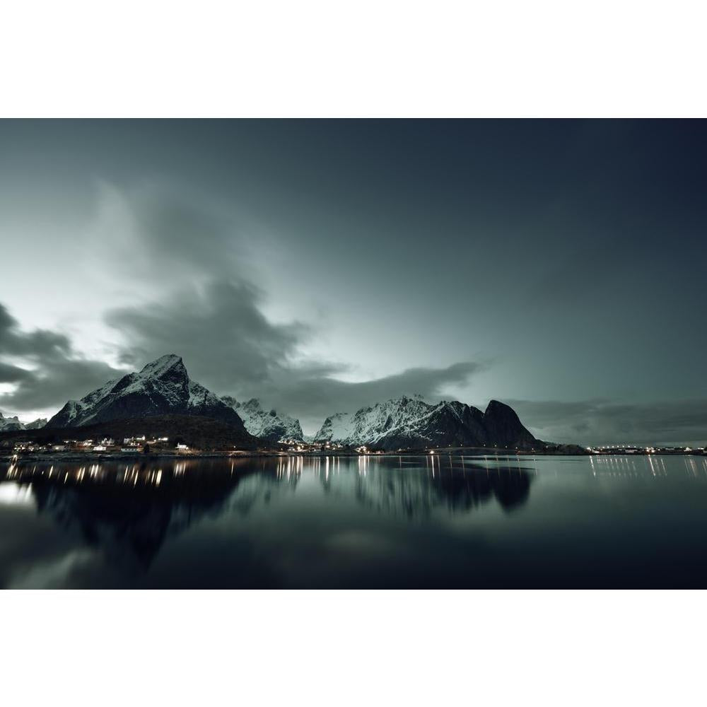 Sunset In Reine Village, Lofoten Islands, Norway Canvas Painting Synthetic Frame-Paintings MDF Framing-AFF_FR-IC 5004848 IC 5004848, Black and White, God Ram, Hinduism, Landscapes, Mountains, Nature, Panorama, Scandinavian, Scenic, Sunrises, Sunsets, White, sunset, in, reine, village, lofoten, islands, norway, canvas, painting, synthetic, frame, arctic, autumn, blue, coast, cold, dark, europe, fall, fishing, fjord, frost, harbor, harbour, house, ice, island, isle, landscape, mountain, night, nordic, north, 