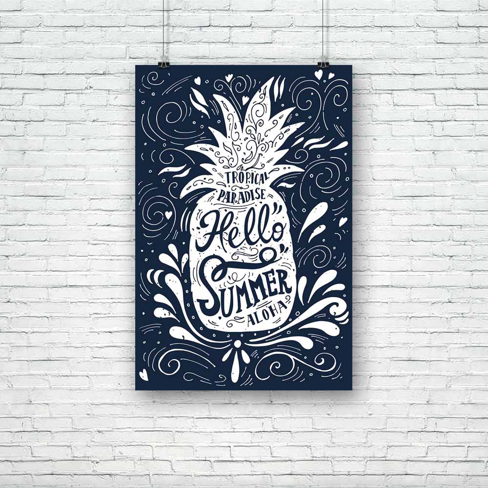 Hello Summer With A Pineapple Unframed Paper Poster-Paper Posters Unframed-POS_UN-IC 5004859 IC 5004859, Ancient, Art and Paintings, Botanical, Cuisine, Decorative, Drawing, Floral, Flowers, Food, Food and Beverage, Food and Drink, Fruit and Vegetable, Fruits, Hand Drawn, Hawaiian, Historical, Holidays, Illustrations, Love, Medieval, Nature, Patterns, Quotes, Romance, Signs, Signs and Symbols, Sketches, Splatter, Tropical, Typography, Vintage, hello, summer, with, a, pineapple, unframed, paper, poster, illu