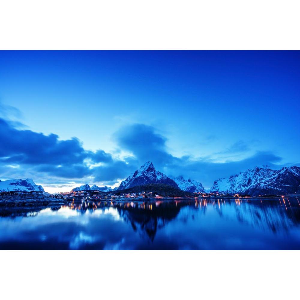 Sunset In Reine Village, Lofoten Islands, Norway Canvas Painting Synthetic Frame-Paintings MDF Framing-AFF_FR-IC 5004893 IC 5004893, Black and White, God Ram, Hinduism, Landscapes, Mountains, Nature, Panorama, Scandinavian, Scenic, Sunrises, Sunsets, White, sunset, in, reine, village, lofoten, islands, norway, canvas, painting, synthetic, frame, arctic, autumn, blue, coast, cold, dark, europe, fall, fishing, fjord, frost, harbor, harbour, house, ice, island, isle, landscape, mountain, night, nordic, north, 