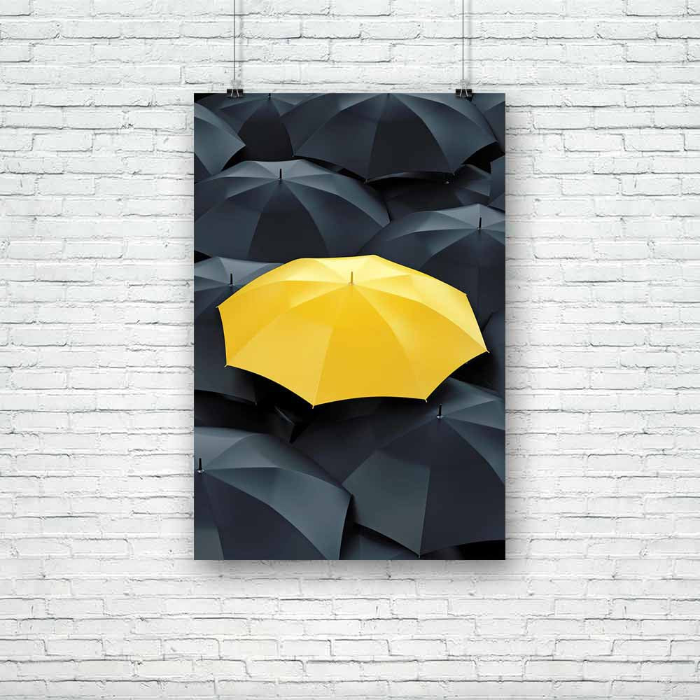 Umbrella Photo D6 Unframed Paper Poster-Paper Posters Unframed-POS_UN-IC 5004900 IC 5004900, Abstract Expressionism, Abstracts, Black, Black and White, Business, Illustrations, Semi Abstract, umbrella, photo, d6, unframed, paper, poster, creativity, leadership, different, yellow, protection, creative, unique, concept, umbrellas, teamwork, individuality, crowd, difference, rain, alone, standing, out, abstract, accessory, background, best, color, community, concepts, group, idea, identity, illustration, indiv