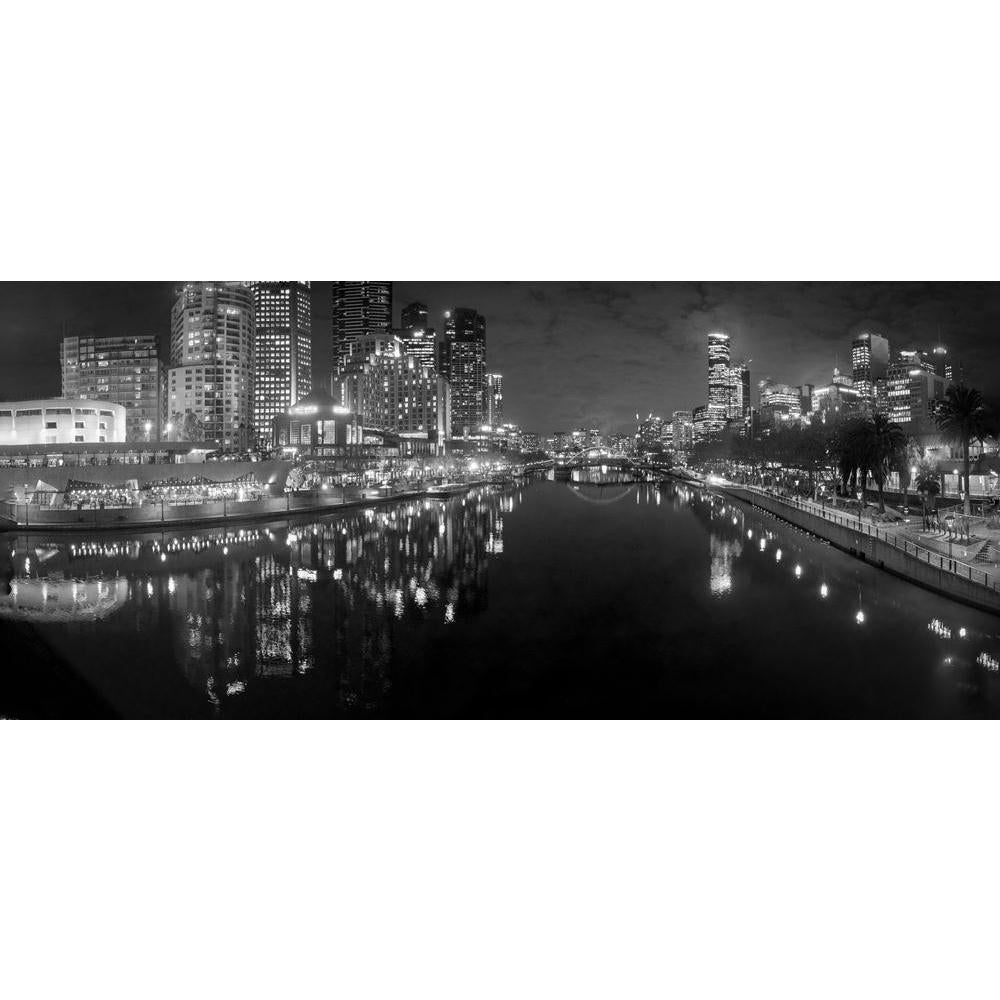 Melbourne City, Australia, Reflected In Yarra River Canvas Painting Synthetic Frame-Paintings MDF Framing-AFF_FR-IC 5004925 IC 5004925, Architecture, Automobiles, Black, Black and White, Business, Cities, City Views, God Ram, Hinduism, Panorama, Skylines, Transportation, Travel, Urban, Vehicles, Victorian, White, melbourne, city, australia, reflected, in, yarra, river, canvas, painting, synthetic, frame, aussie, australian, bridge, building, cbd, cityscape, downtown, dusk, evening, lights, night, office, re